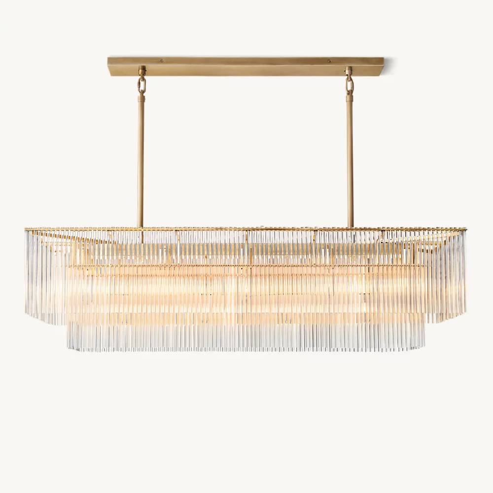 Amadeo Slender Crystal Rectangular Chandelier 54"