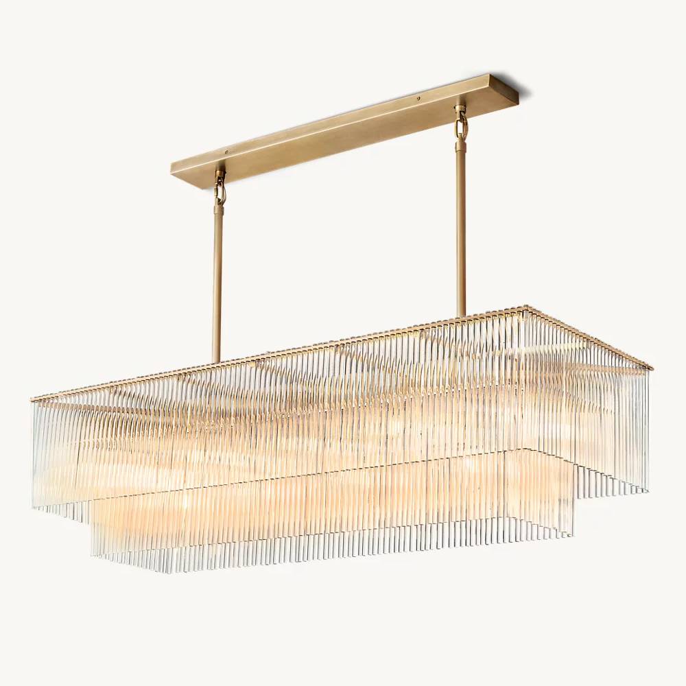 Amadeo Slender Crystal Rectangular Chandelier 54"