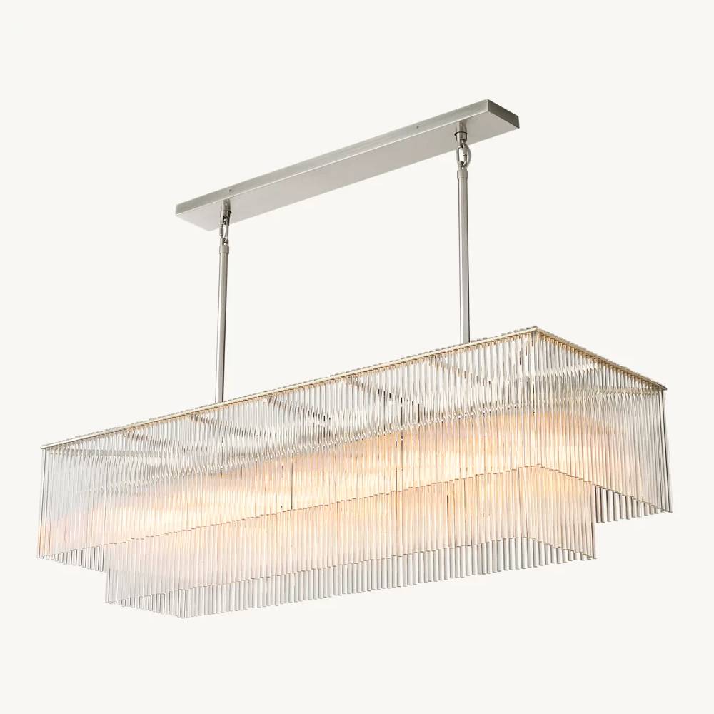 Amadeo Slender Crystal Rectangular Chandelier 54"