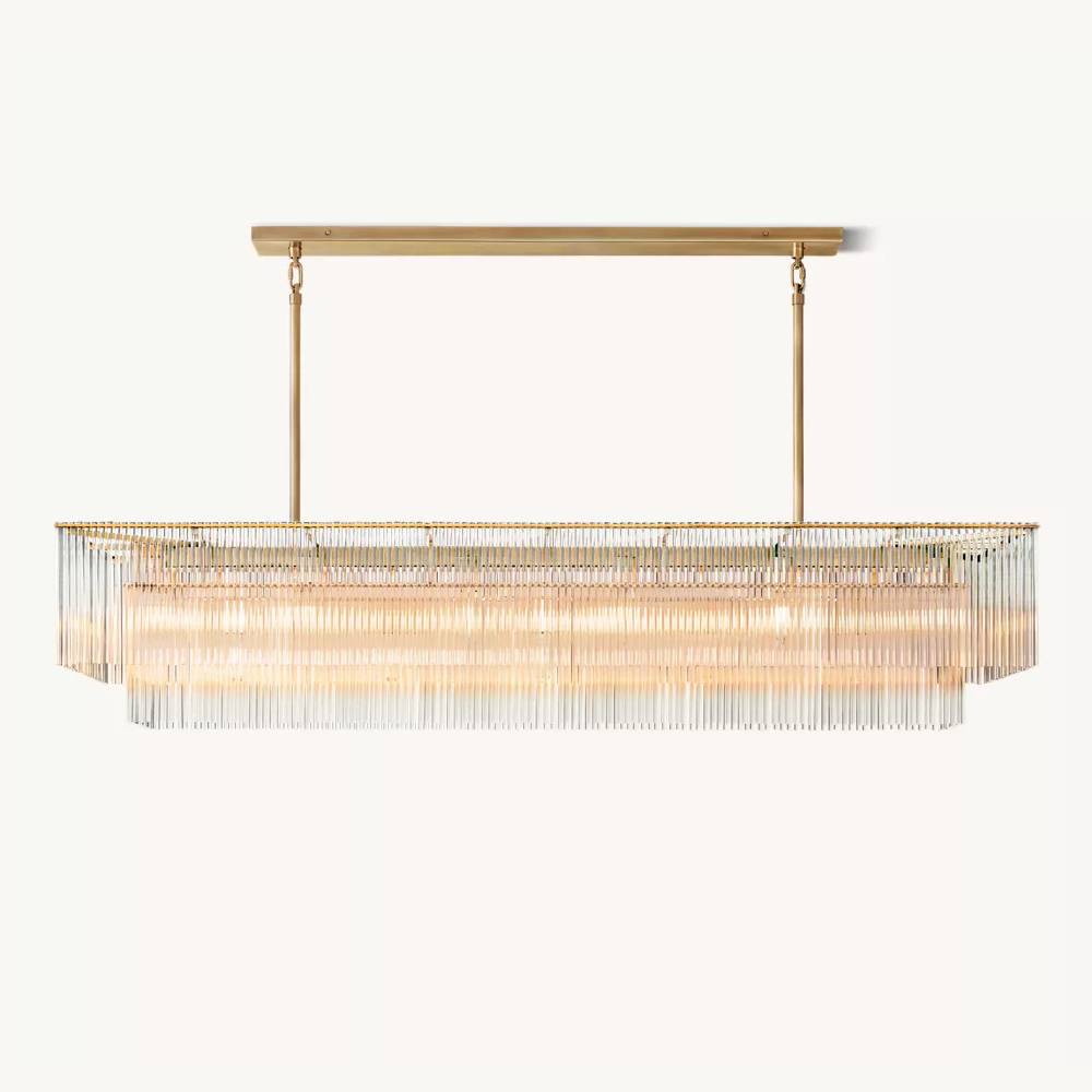 Amadeo Slender Crystal Rectangular Chandelier 72"