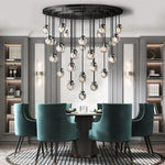 Pearl Shimmering Crystal Round Chandelier 60"
