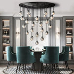 Pearl Shimmering Crystal Round Chandelier 38"