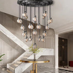 Pearl Shimmering Crystal Round Chandelier 60"