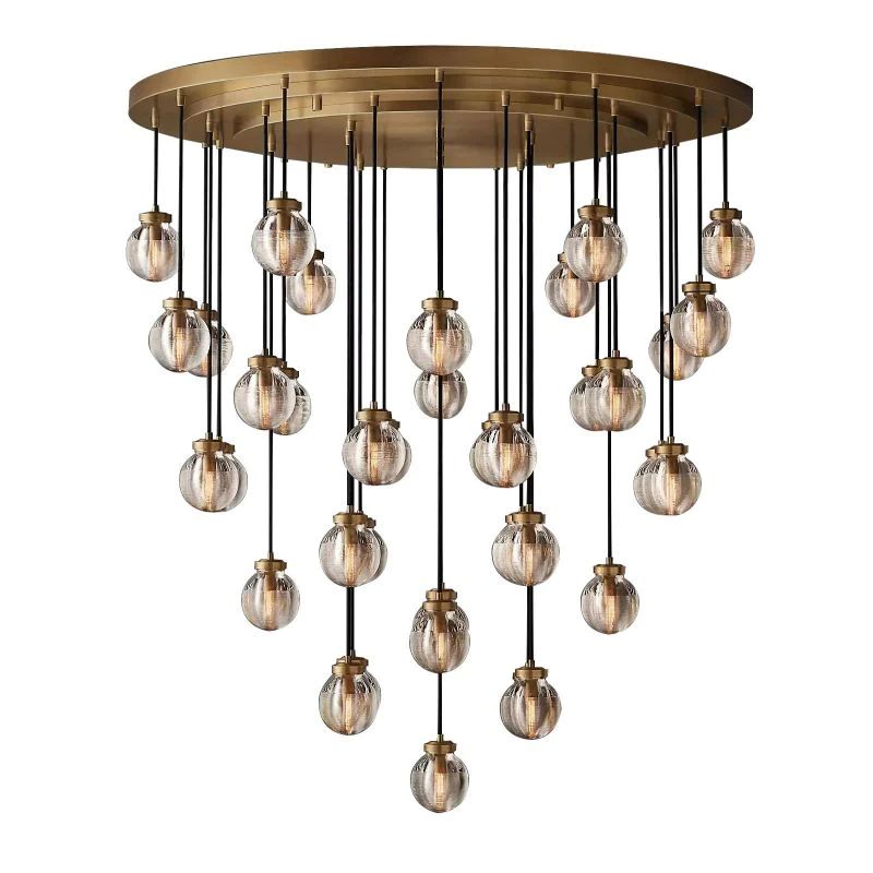 Pearl Shimmering Crystal Round Chandelier 48"