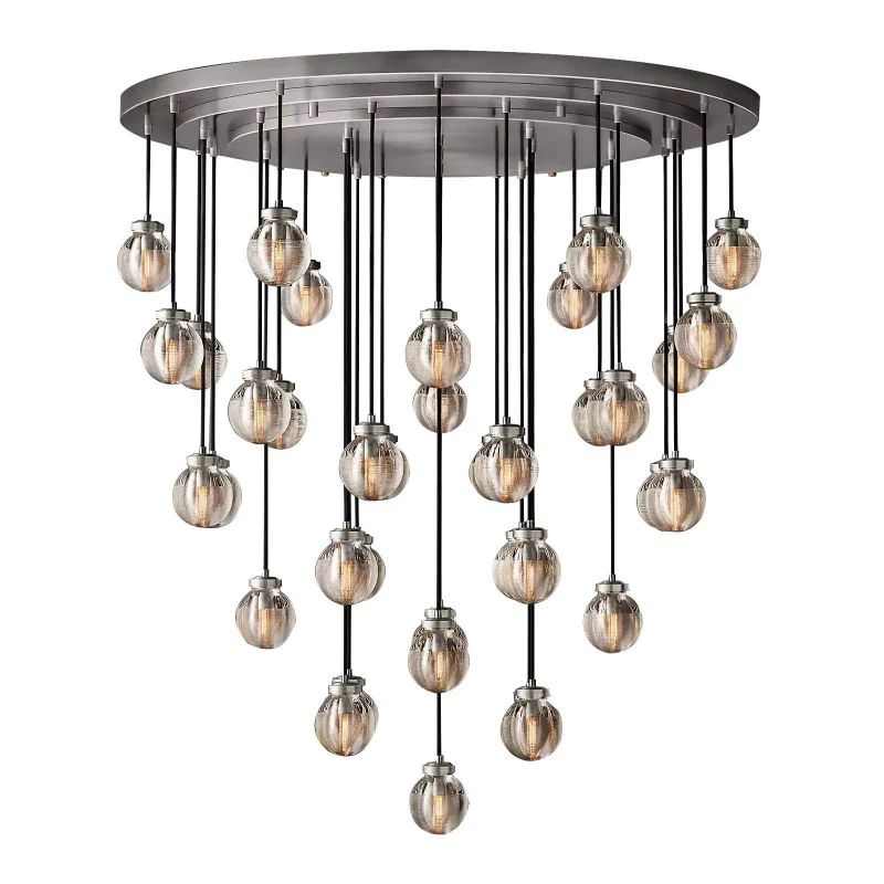Pearl Shimmering Crystal Round Chandelier 48"