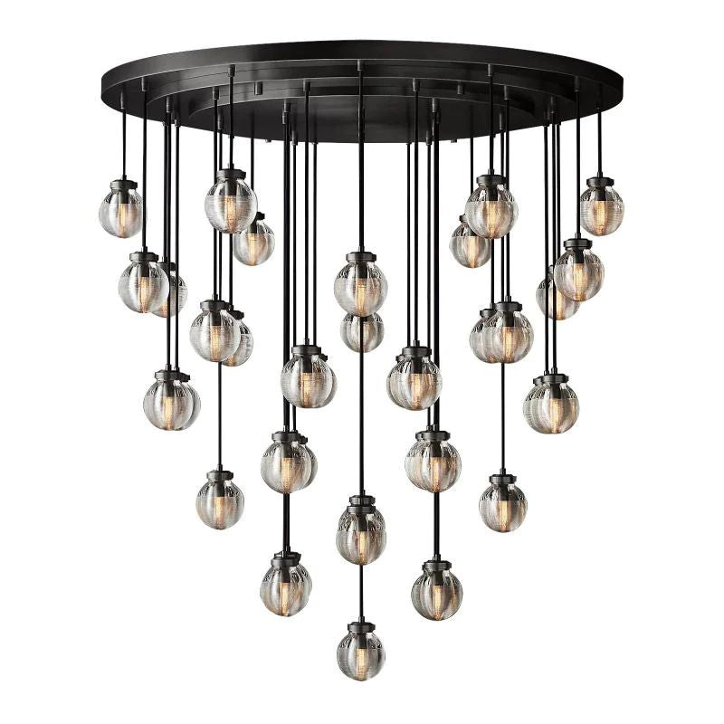 Pearl Shimmering Crystal Round Chandelier 48"