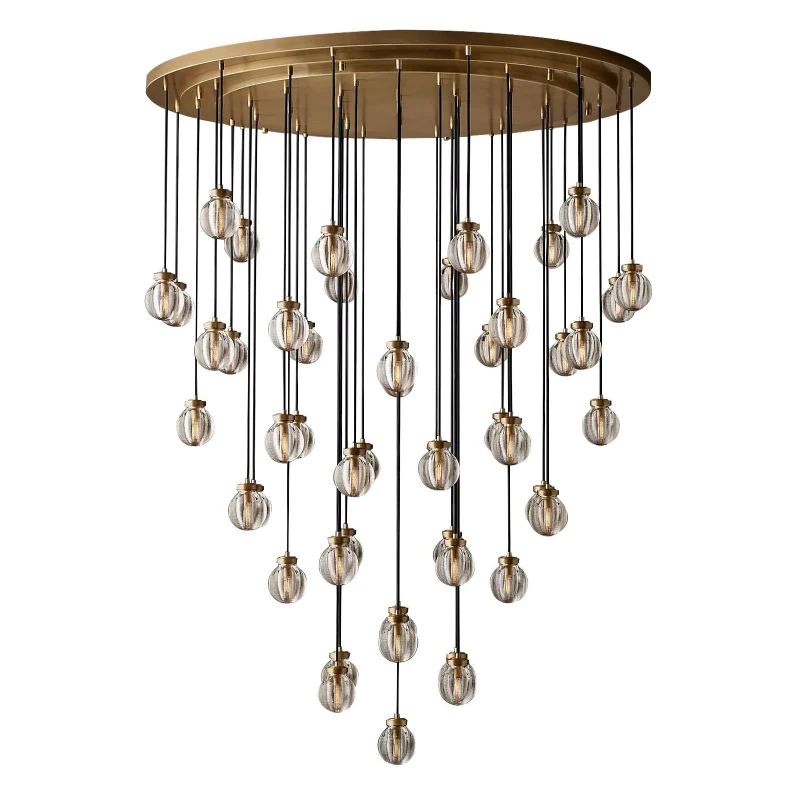 Pearl Shimmering Crystal Round Chandelier 60"