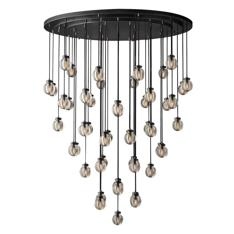 Pearl Shimmering Crystal Round Chandelier 60"