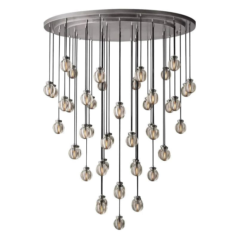 Pearl Shimmering Crystal Round Chandelier 60"