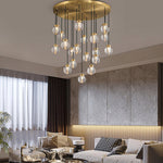 Pearl Shimmering Crystal Round Chandelier 38"