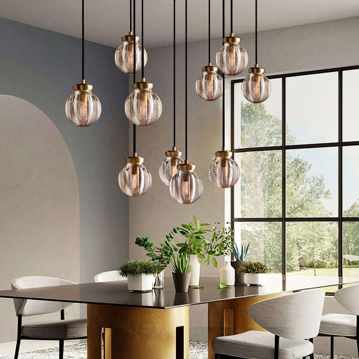 Pearl Shimmering Crystal Round Chandelier 38"