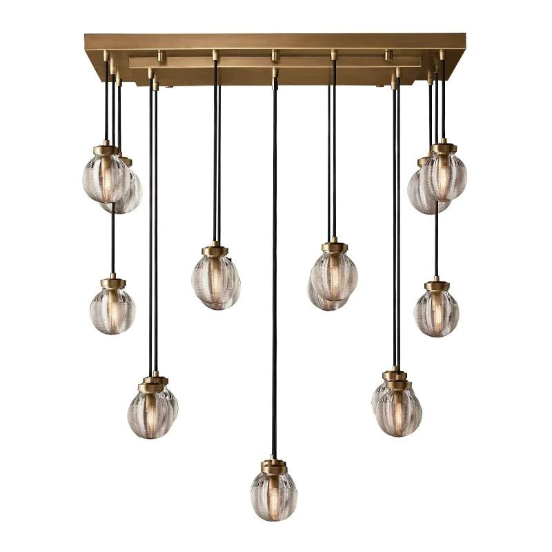 Pearl Shimmering Crystal Rectangle Chandelier 36"