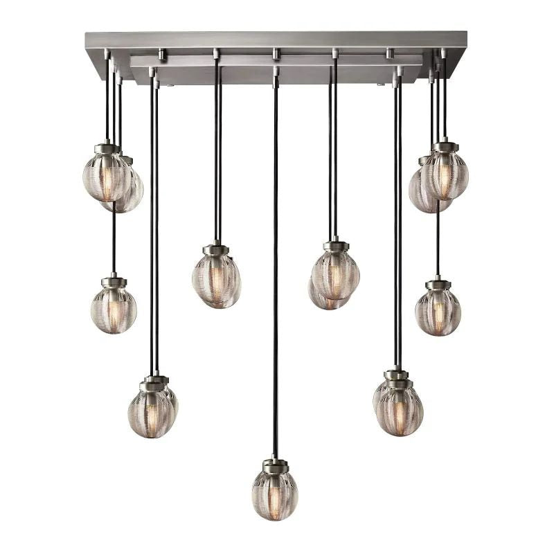 Pearl Shimmering Crystal Rectangle Chandelier 36"