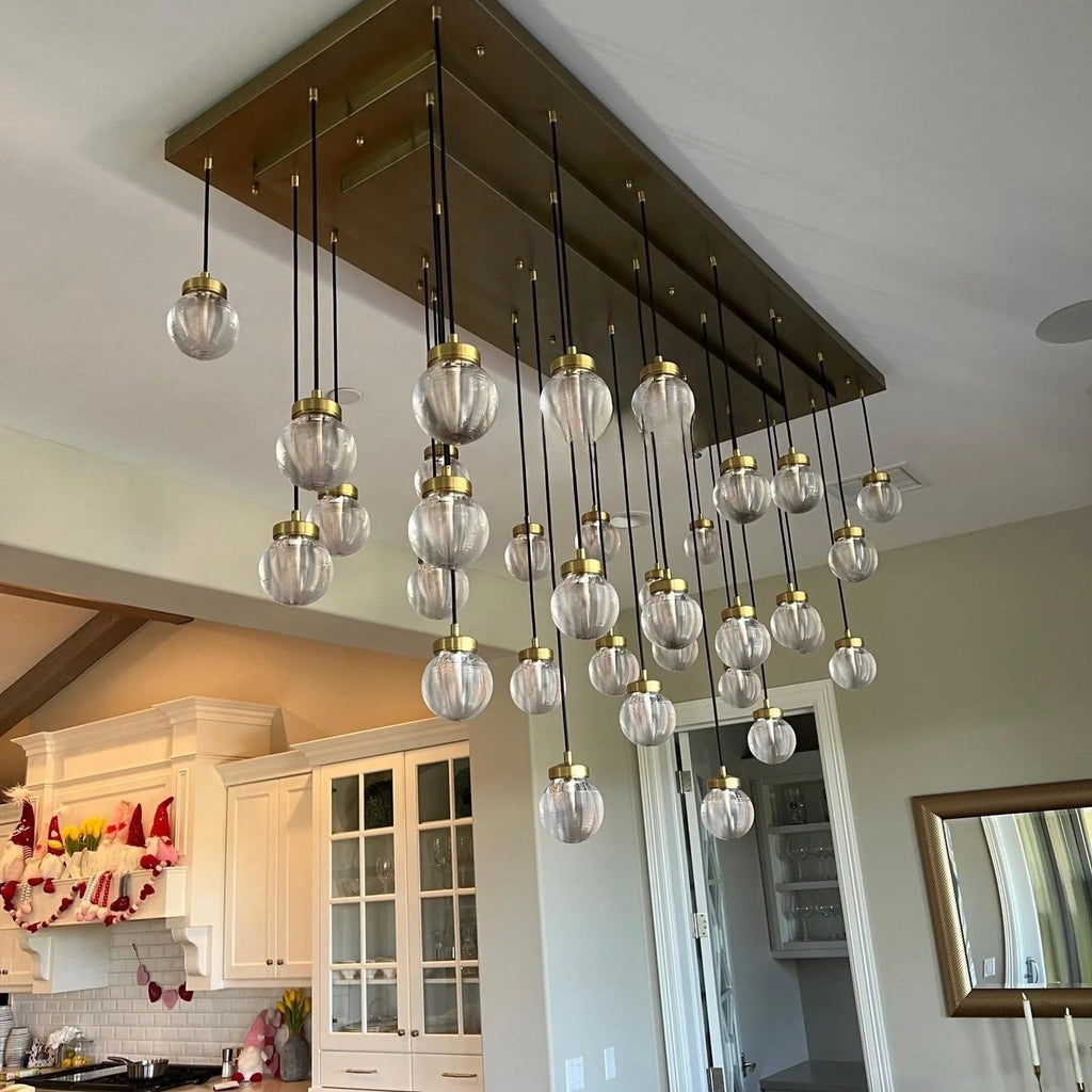 Pearl Shimmering Crystal Rectangle Chandelier 36"