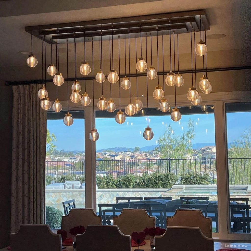 Pearl Shimmering Crystal Rectangle Chandelier 72"