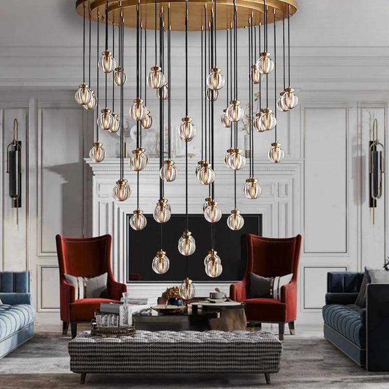 Pearl Shimmering Crystal Round Chandelier 38"