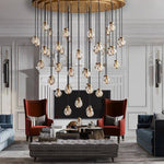 Pearl Shimmering Crystal Round Chandelier 38"