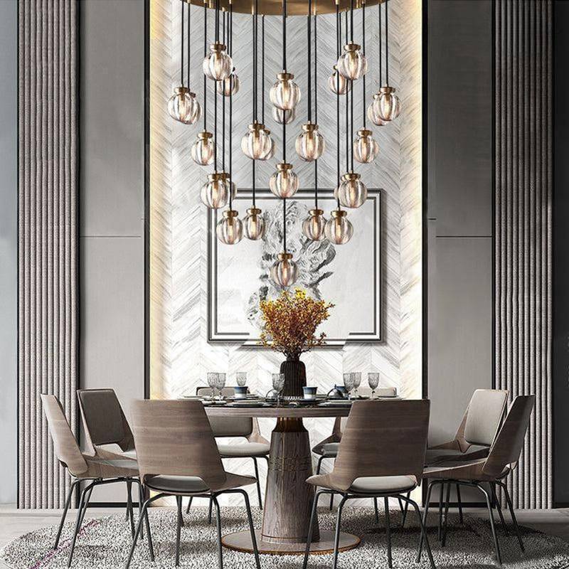Pearl Shimmering Crystal Round Chandelier 60"