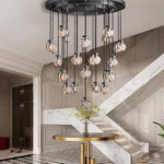 Pearl Shimmering Crystal Round Chandelier 38"