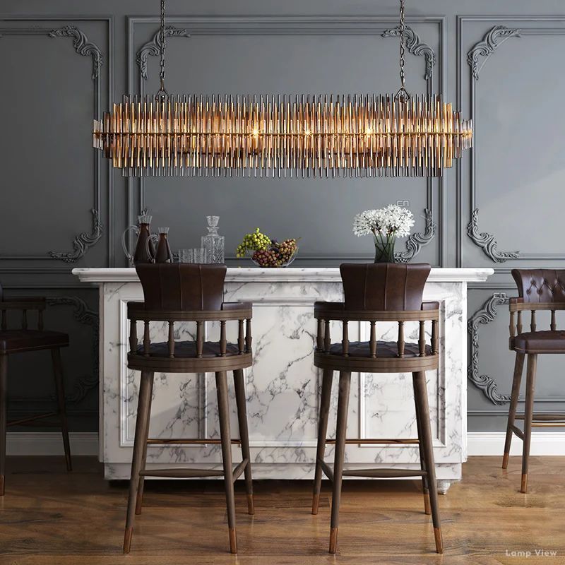 Emile Staggered Form Rectangular Chandelier 54"
