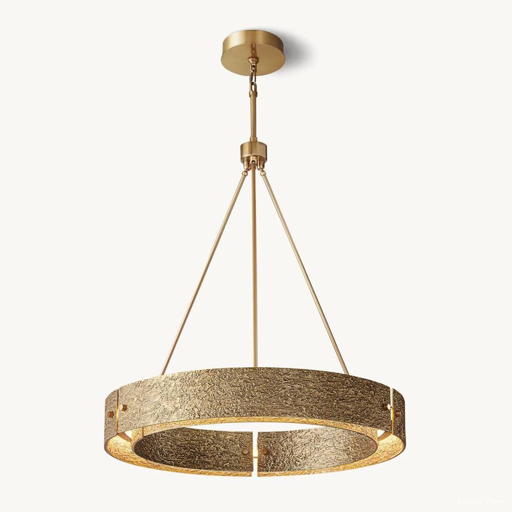 Vouvray Distressed Brass Round Chandelier 36"