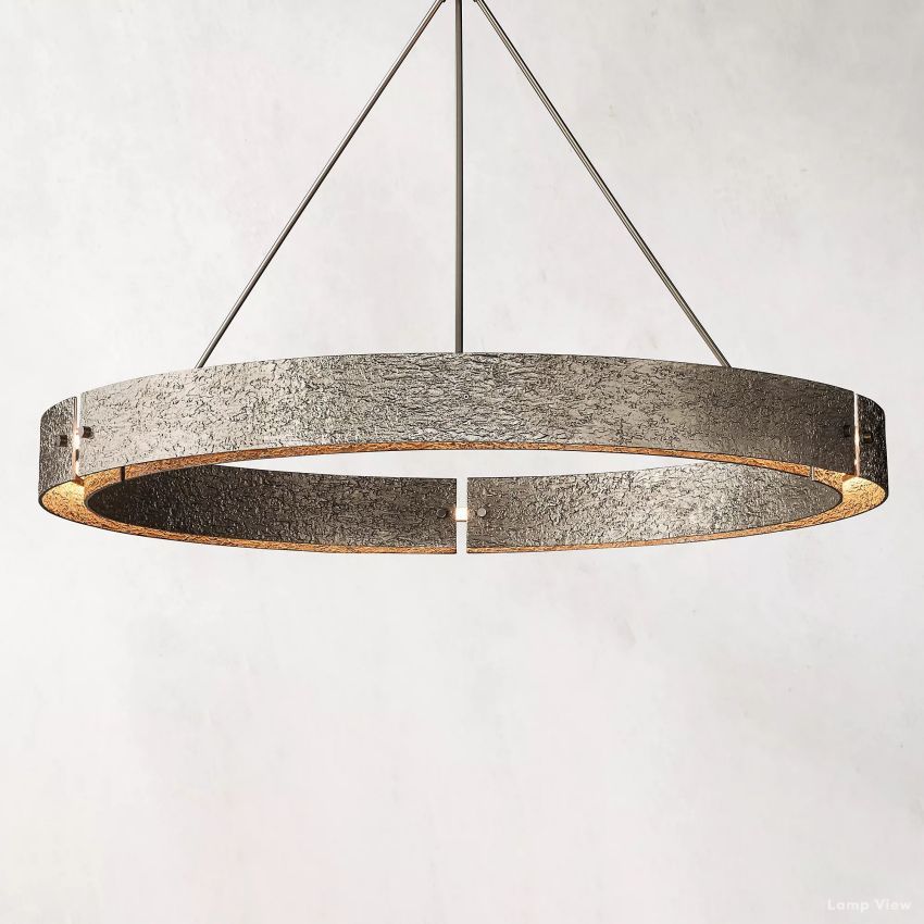 Vouvray Distressed Brass Round Chandelier 60"