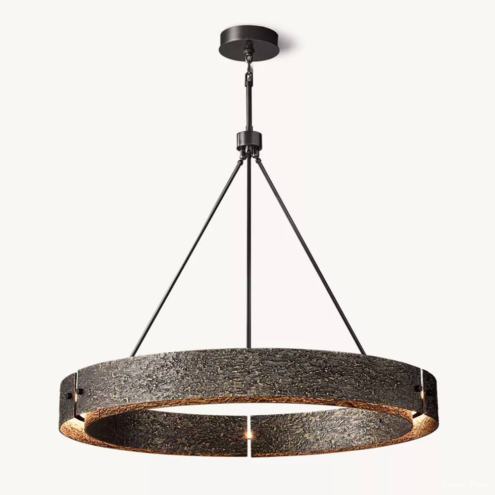 Vouvray Distressed Brass Round Chandelier 48"