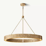 Vouvray Distressed Brass Round Chandelier 60"