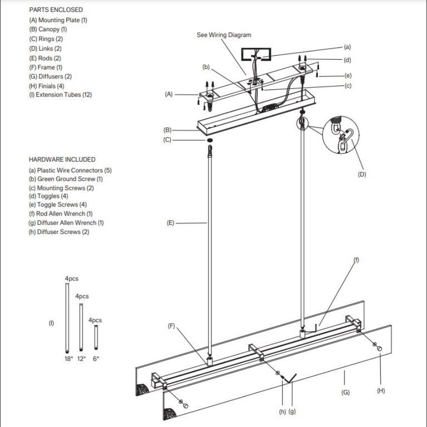 Vouvray Linear Chandelier 54"