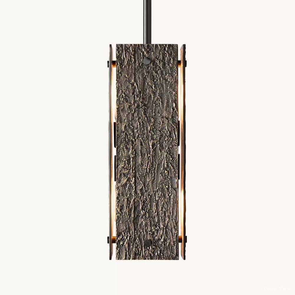 Vouvray Distressed Brass Square Pendant Light