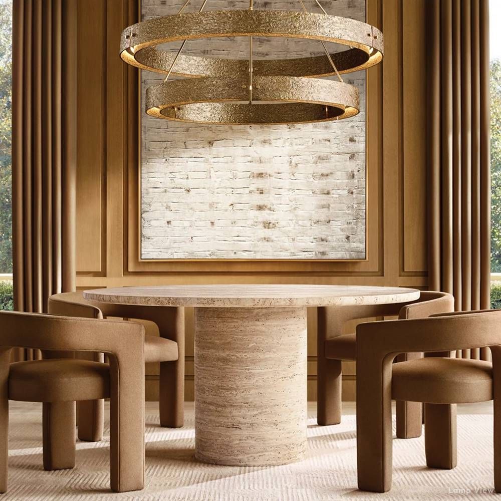 Vouvray Distressed Brass Round Chandelier 60"
