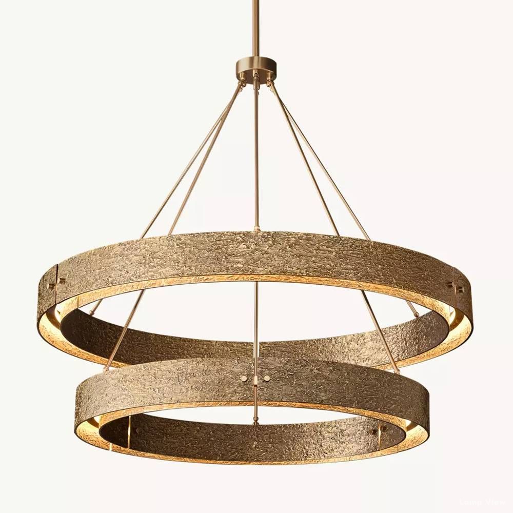 Vouvray Distressed Brass Two-Tier Round Chandelier 72"