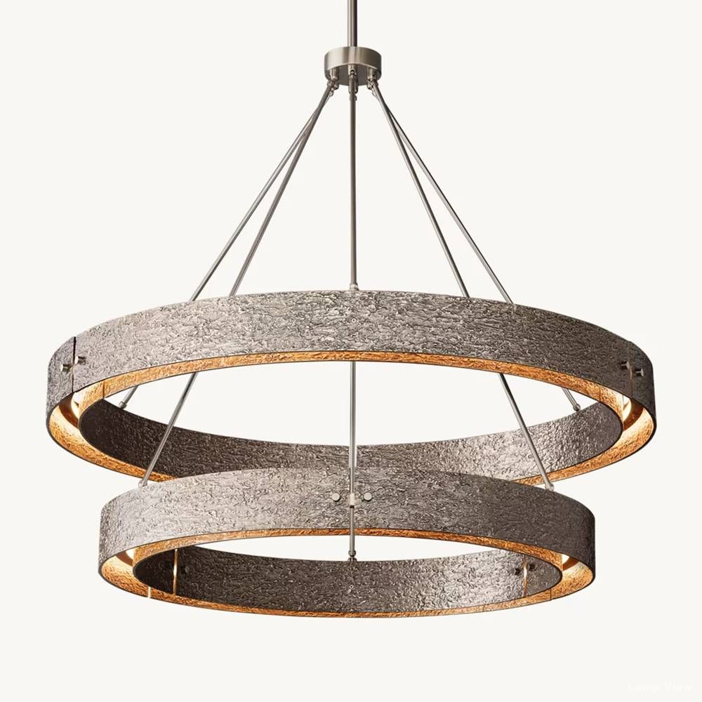 Vouvray Distressed Brass Two-Tier Round Chandelier 36"