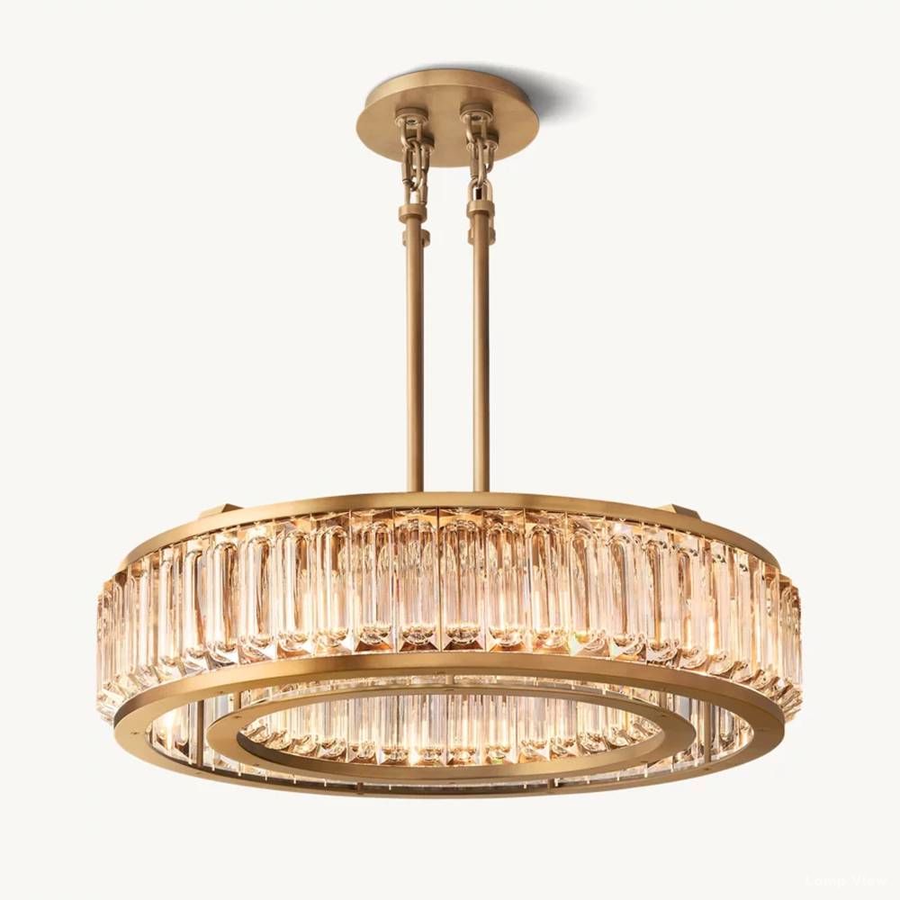 Maurier Pillared Crystal Round Chandelier 37"