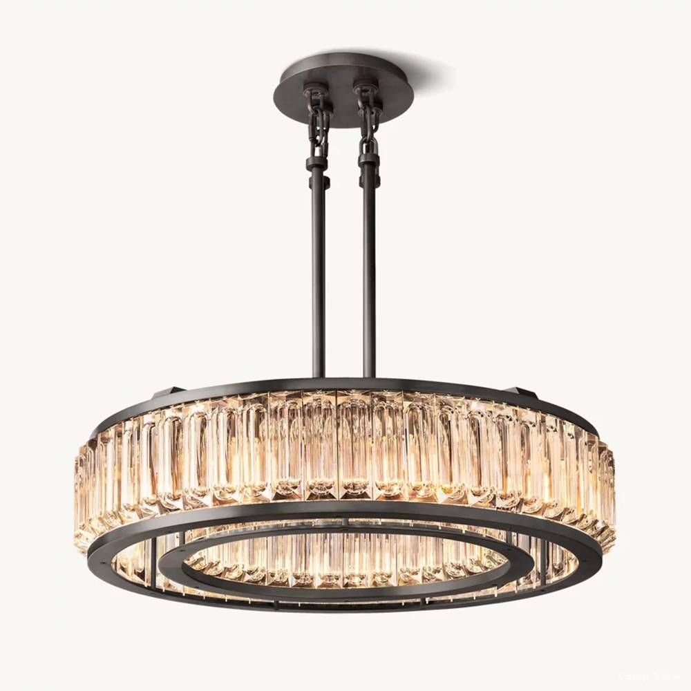 Maurier Pillared Crystal Round Chandelier 37"