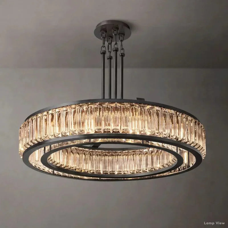 Maurier Pillared Crystal Round Chandelier 48"