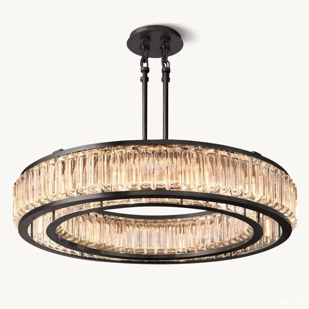 Maurier Pillared Crystal Round Chandelier 48"