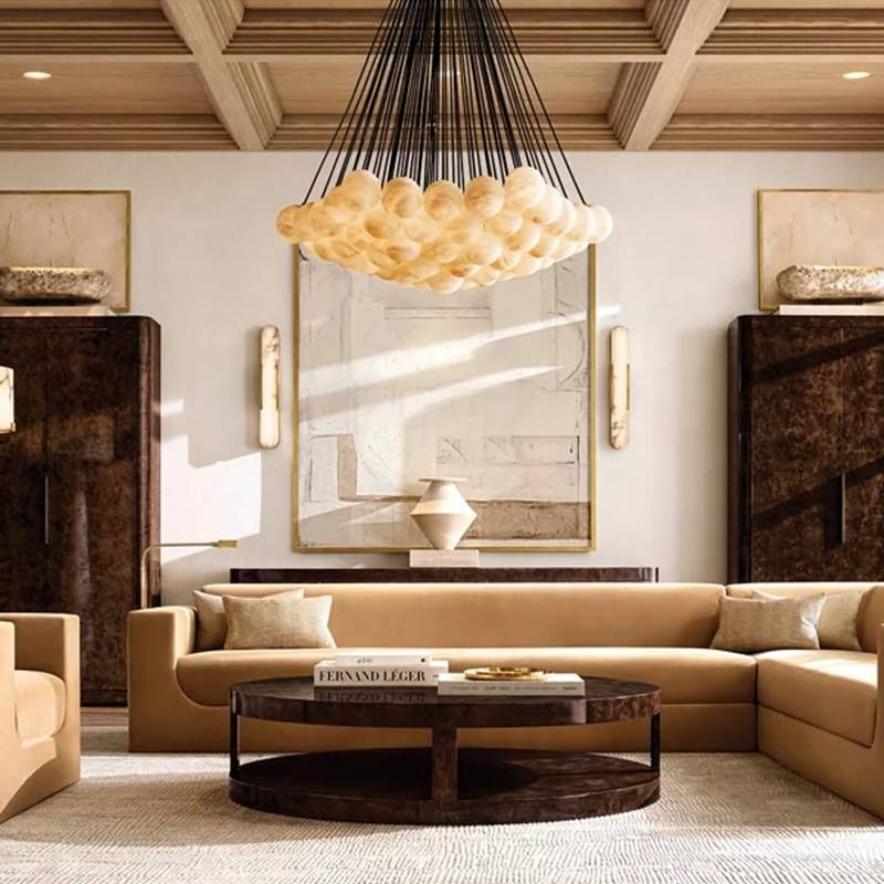 Etoelis Alabaster Bunch Round Chandelier