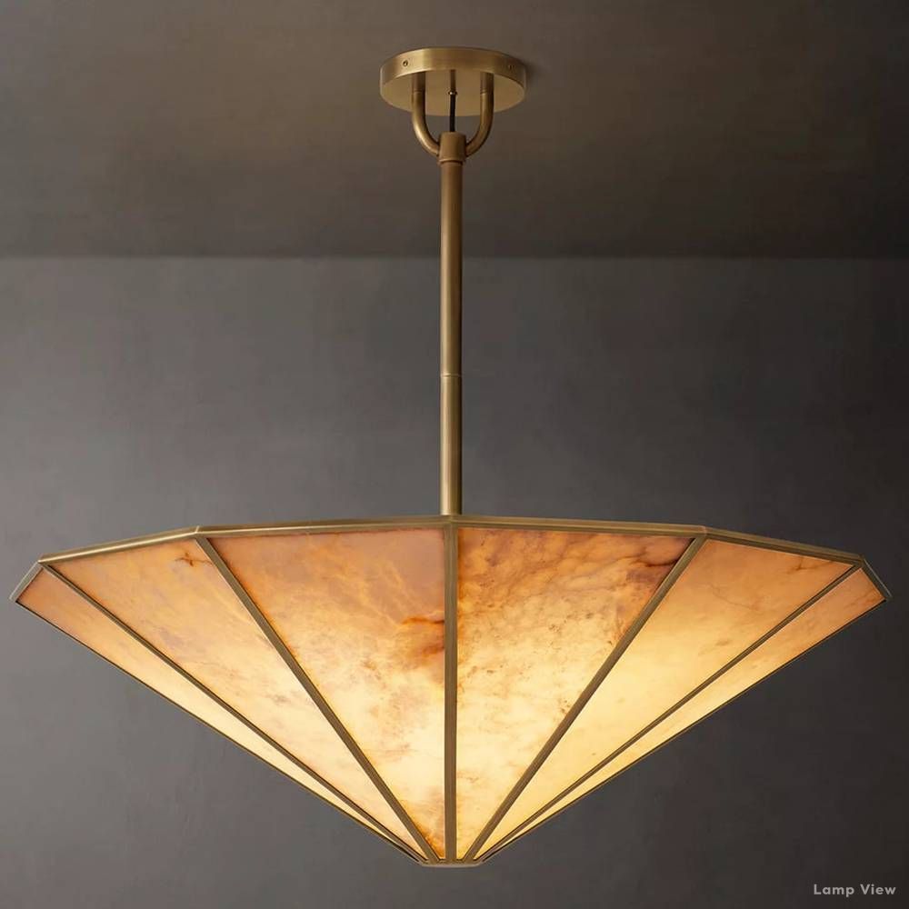 Lucette Alabaster Panelled Round Chandelier 36"