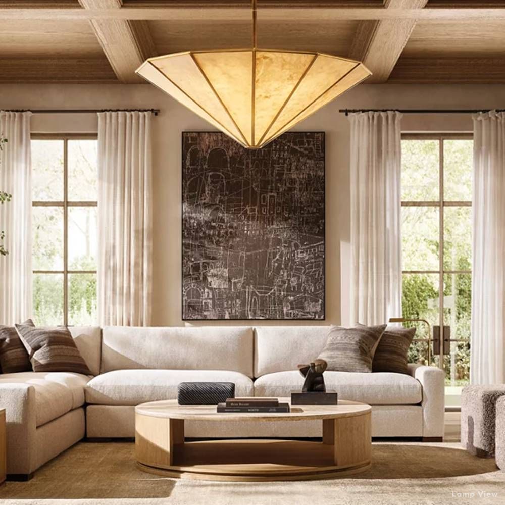 Lucette Alabaster Panelled Round Chandelier 36"