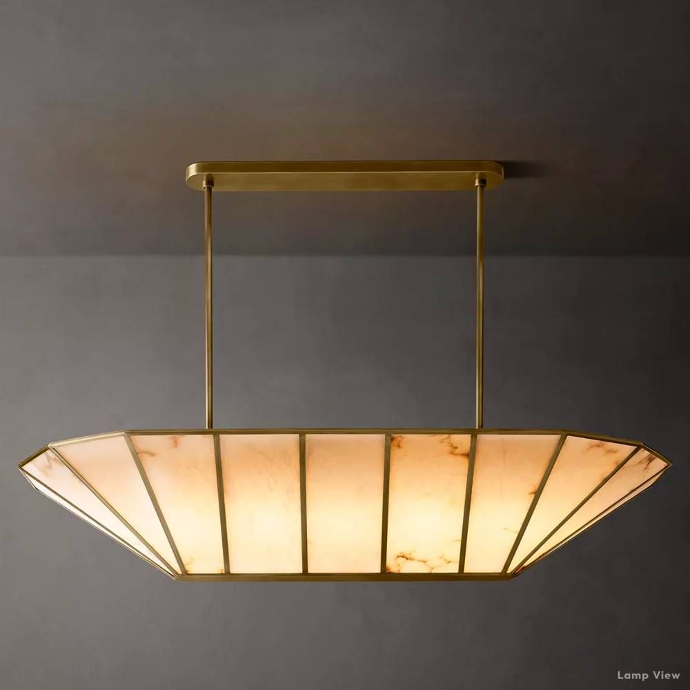 Lucette Alabaster Panelled Linear Chandelier 74"