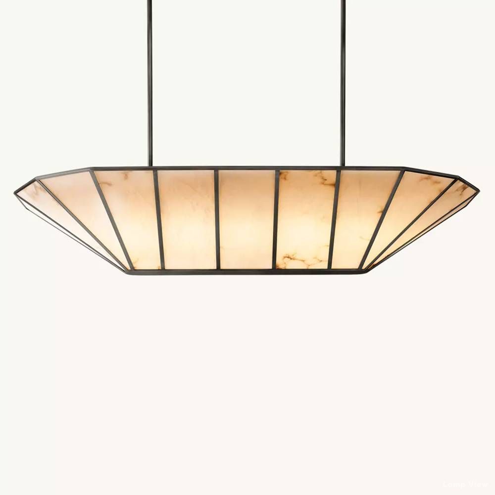 Lucette Alabaster Panelled Linear Chandelier 74"