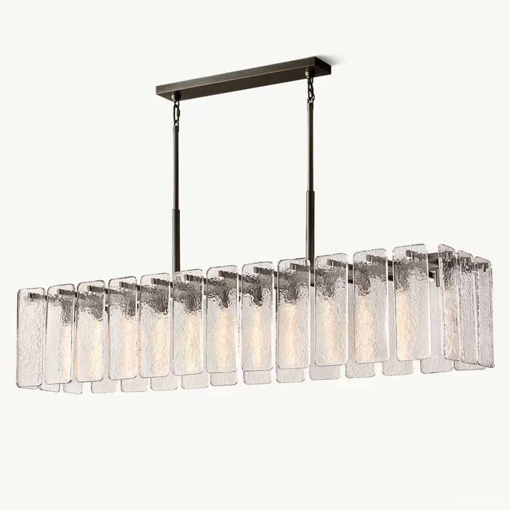 Calamette Diffused Glass Rectangular Chandelier 72"