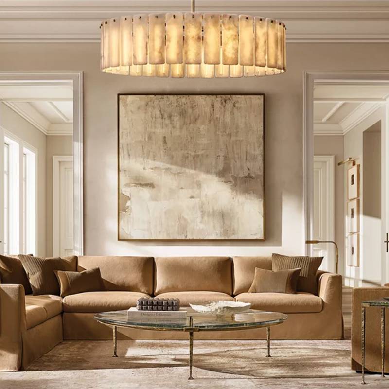 Calamette Diffused Onyx Round Chandelier 60"