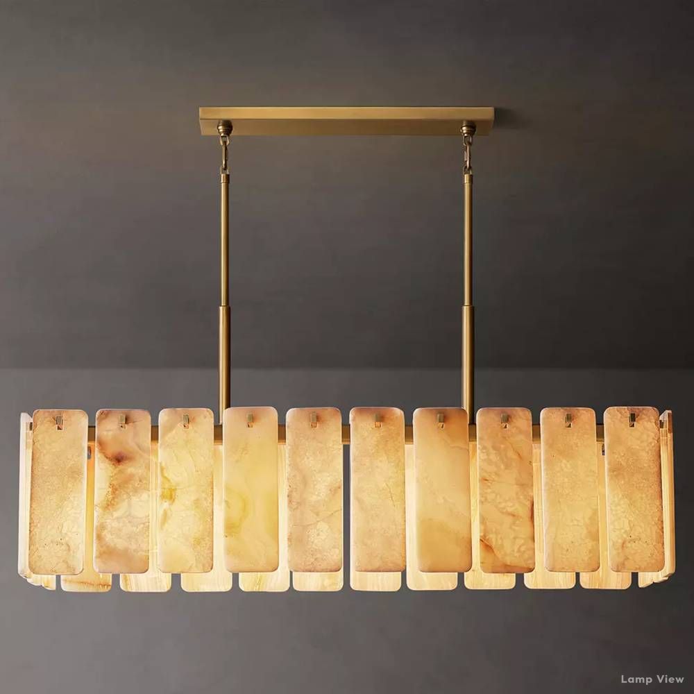 Calamette Diffused Onyx Rectangular Chandelier 60"