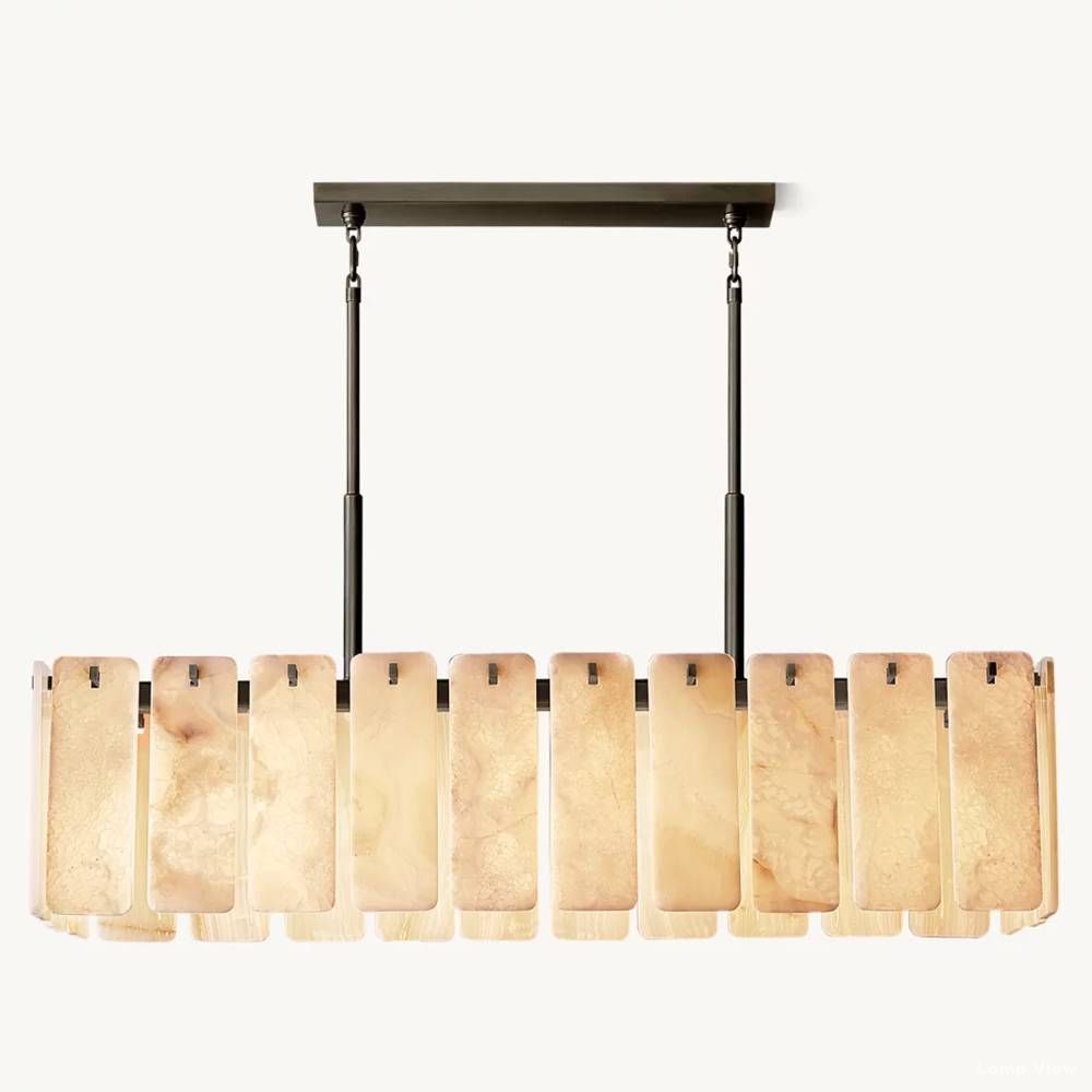 Calamette Diffused Onyx Rectangular Chandelier 60"
