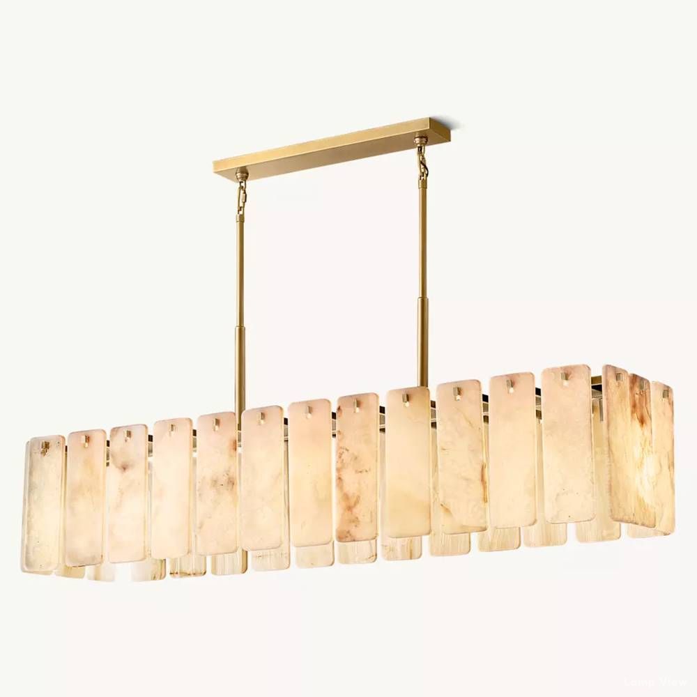 Calamette Diffused Onyx Rectangular Chandelier 60"