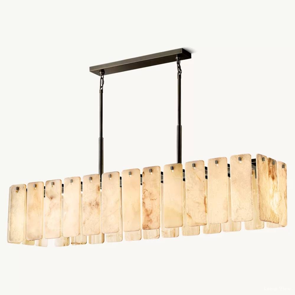 Calamette Diffused Onyx Rectangular Chandelier 60"