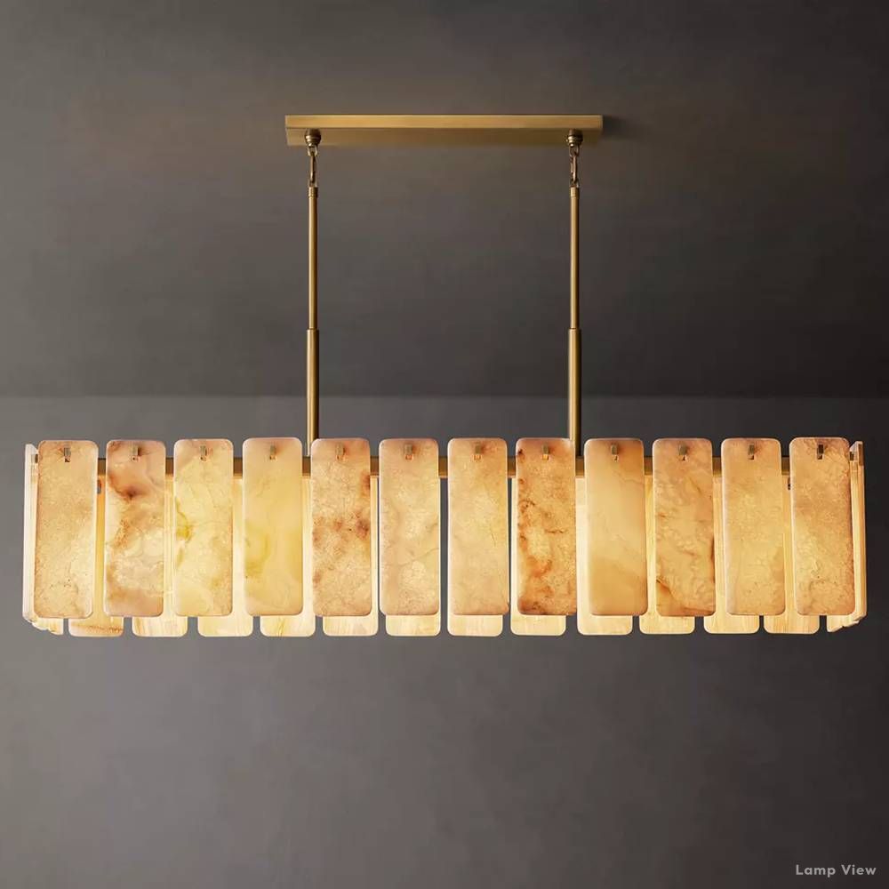 Calamette Diffused Onyx Rectangular Chandelier 74"