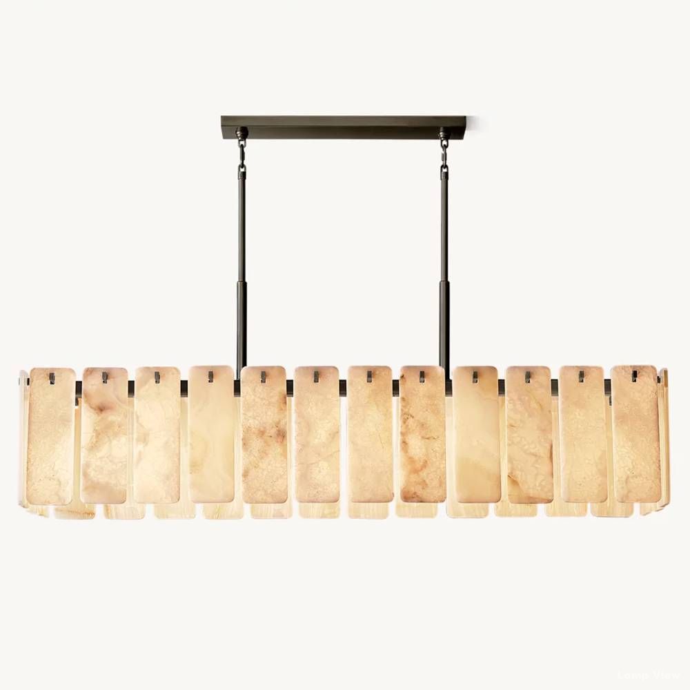 Calamette Diffused Onyx Rectangular Chandelier 74"